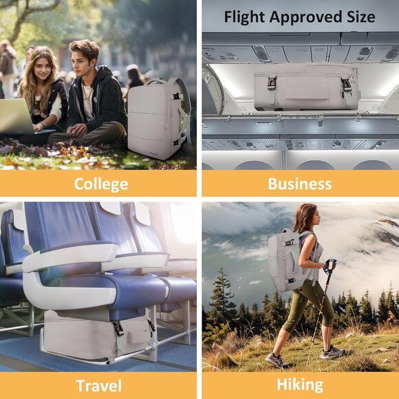 Taygeer Women's Dark-brown Travel Backpack Carry On 15.6inch Laptop Backpack - Picture 9 of 9